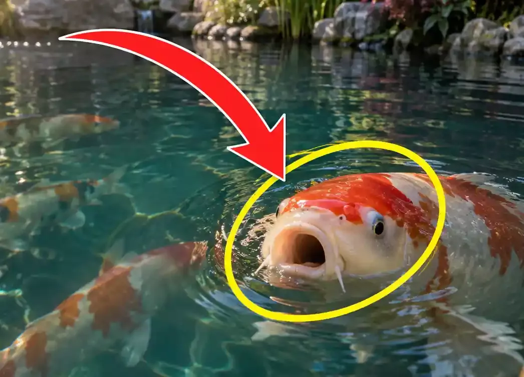 koi struggles during the summer heat