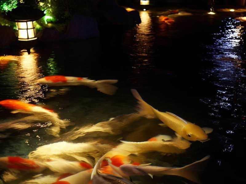 Koi Pond Night Illumination